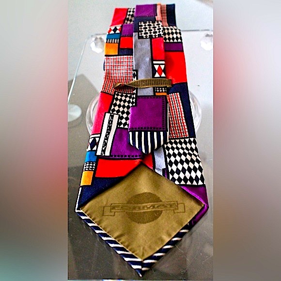 FORMAT MENS TIE VINTAGE MADE IN JAPAN SILK BLACK PURPLE RED - Picture 5 of 7